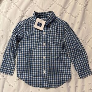 Janie and jack  Kids Blue and White Plaid Button Down Shirt